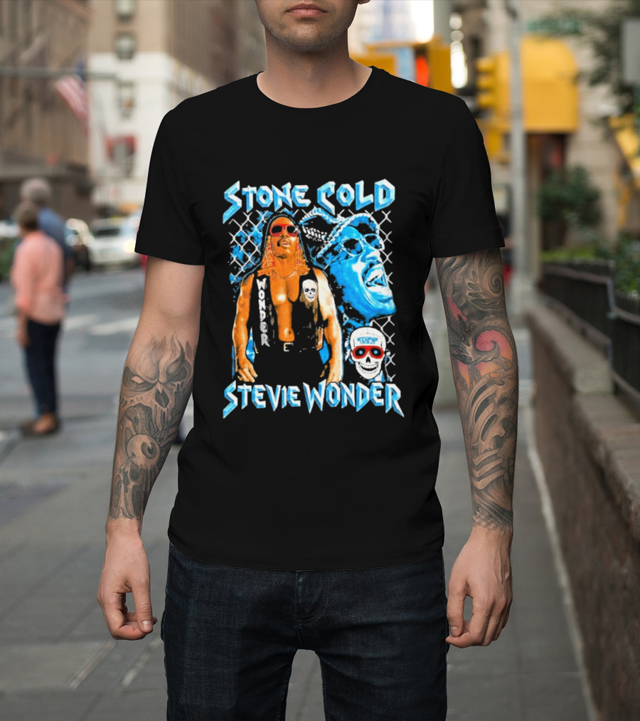 Stone Cold Stevie Wonder Collaboration Red Sunglasses T-Shirt