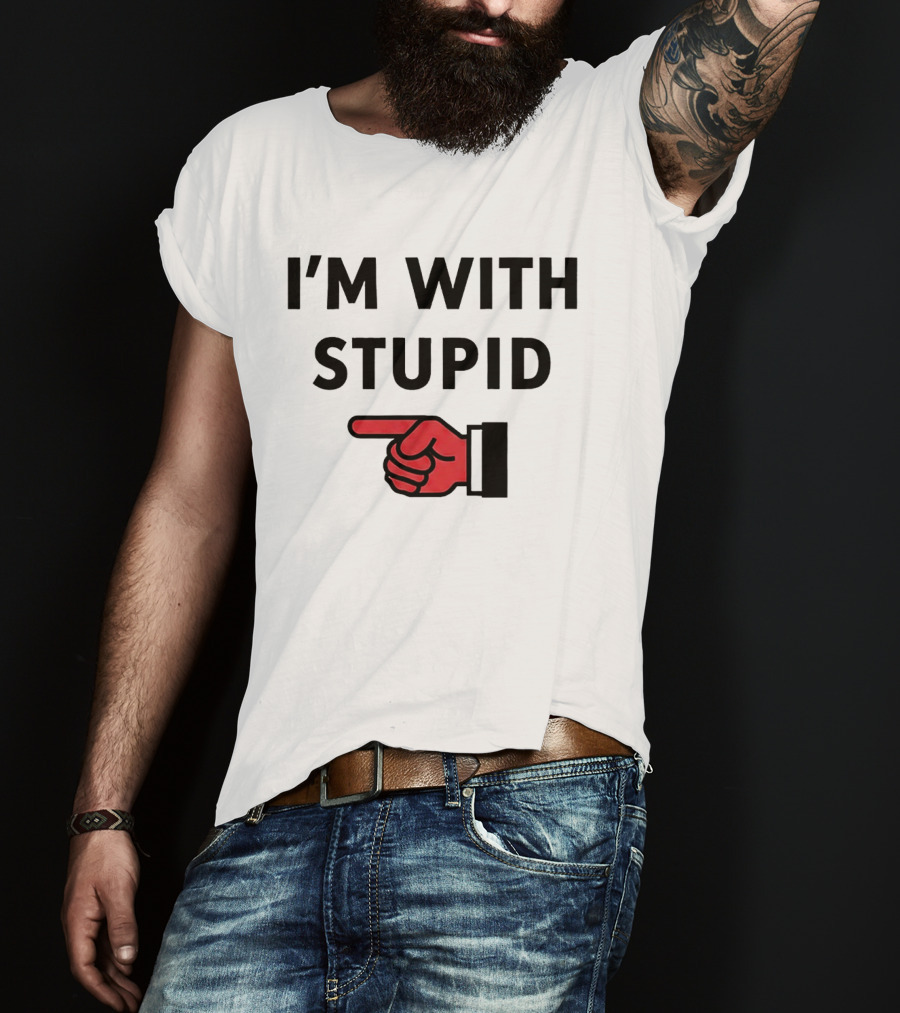 I'm With Stupid Red Pointing Finger T-Shirt