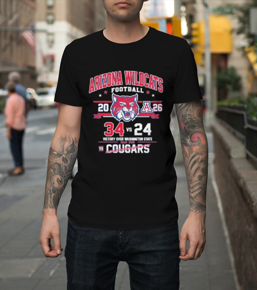 Arizona Wildcats Football 2026 Victory Over Washington State Cougars 34 24 T-Shirt