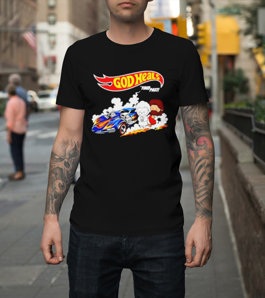 God Heals Hot Wheels Jesus And Lamb Twin Mill T-Shirt