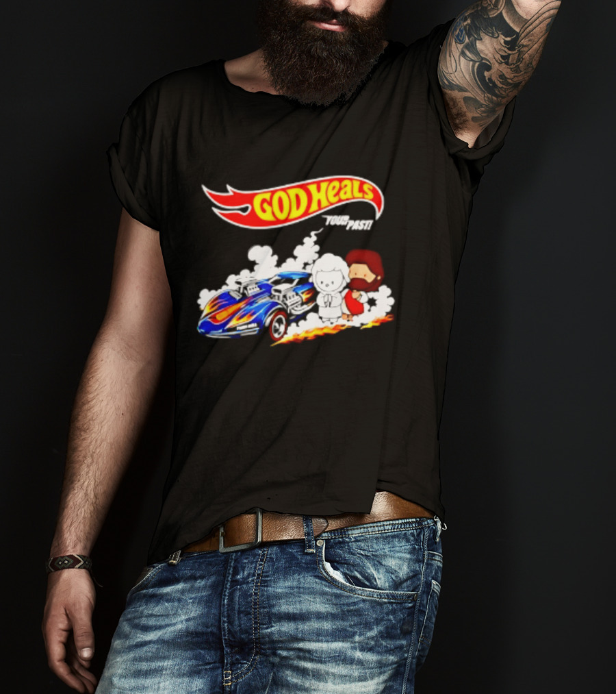 God Heals Hot Wheels Jesus And Lamb Twin Mill T-Shirt