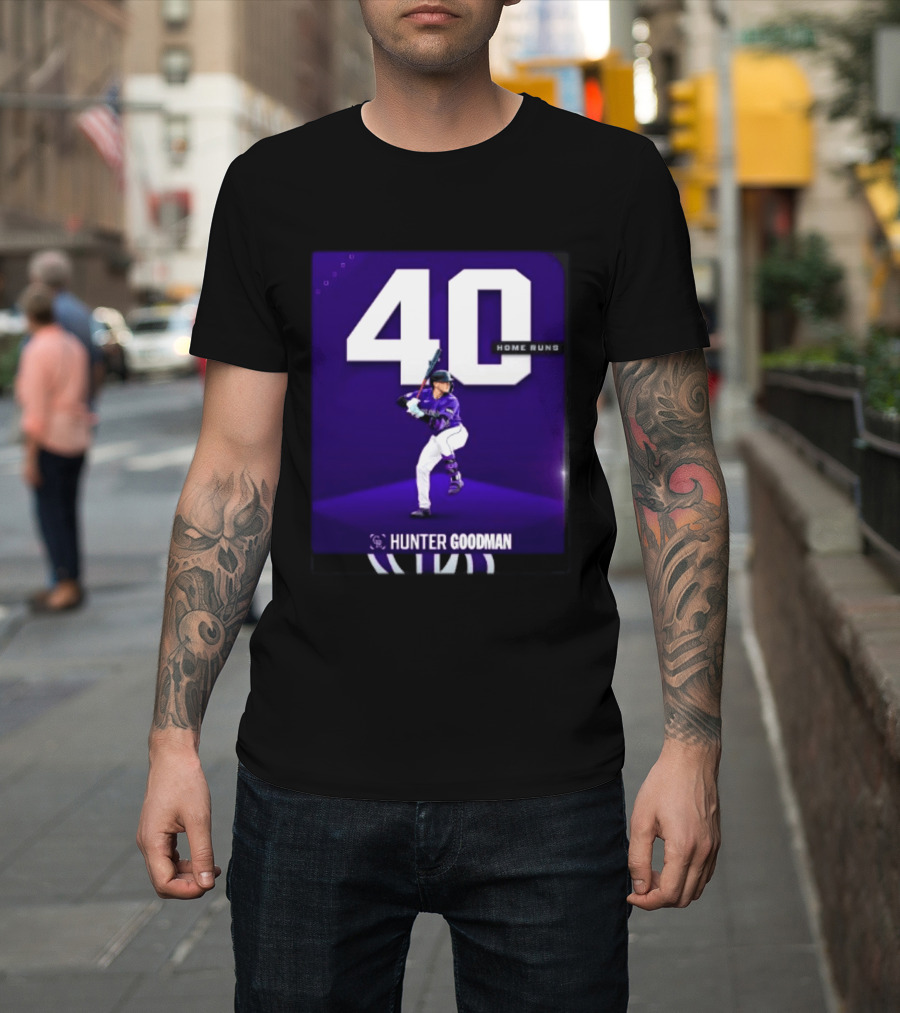 Hunter Goodman 40 Home Runs Colorado Rockies Purple T-Shirt