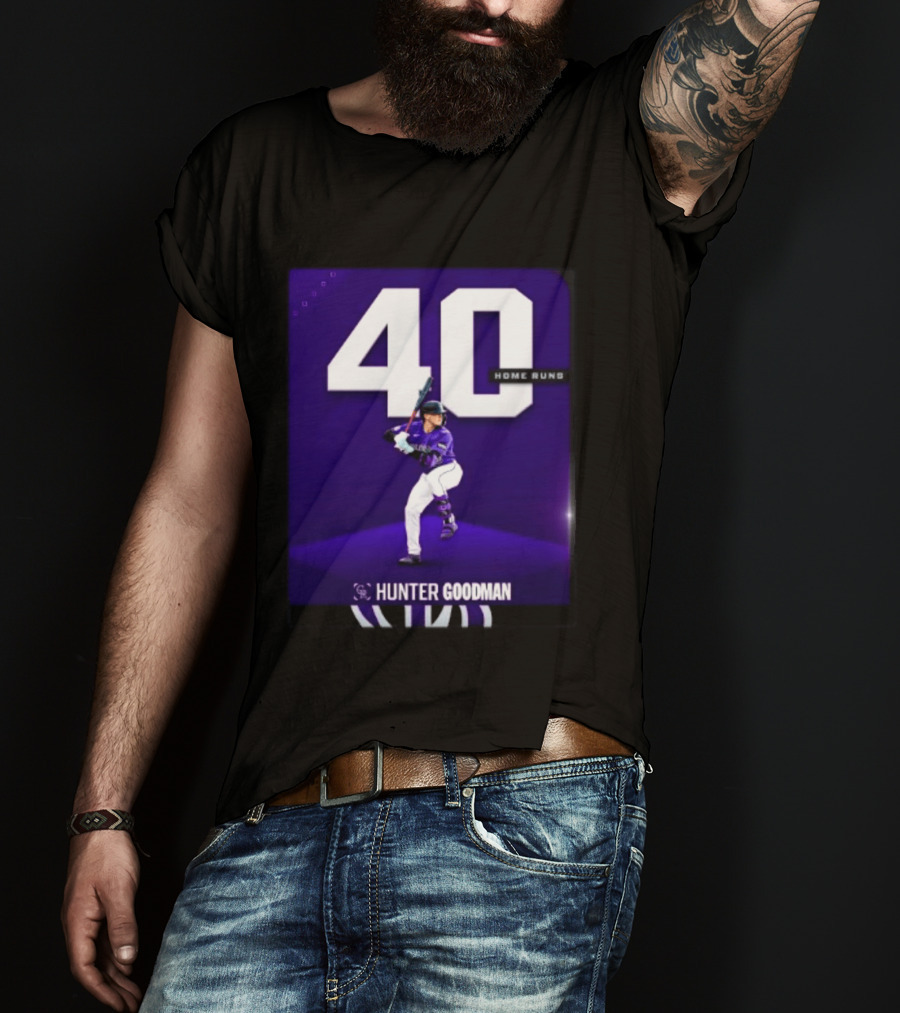 Hunter Goodman 40 Home Runs Colorado Rockies Purple T-Shirt