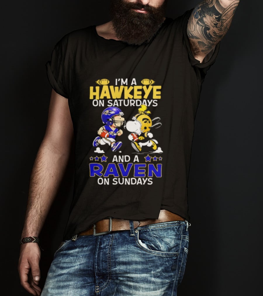 I'm A Hawkeye On Saturdays And A Raven On Sundays Peanuts Football T-Shirt