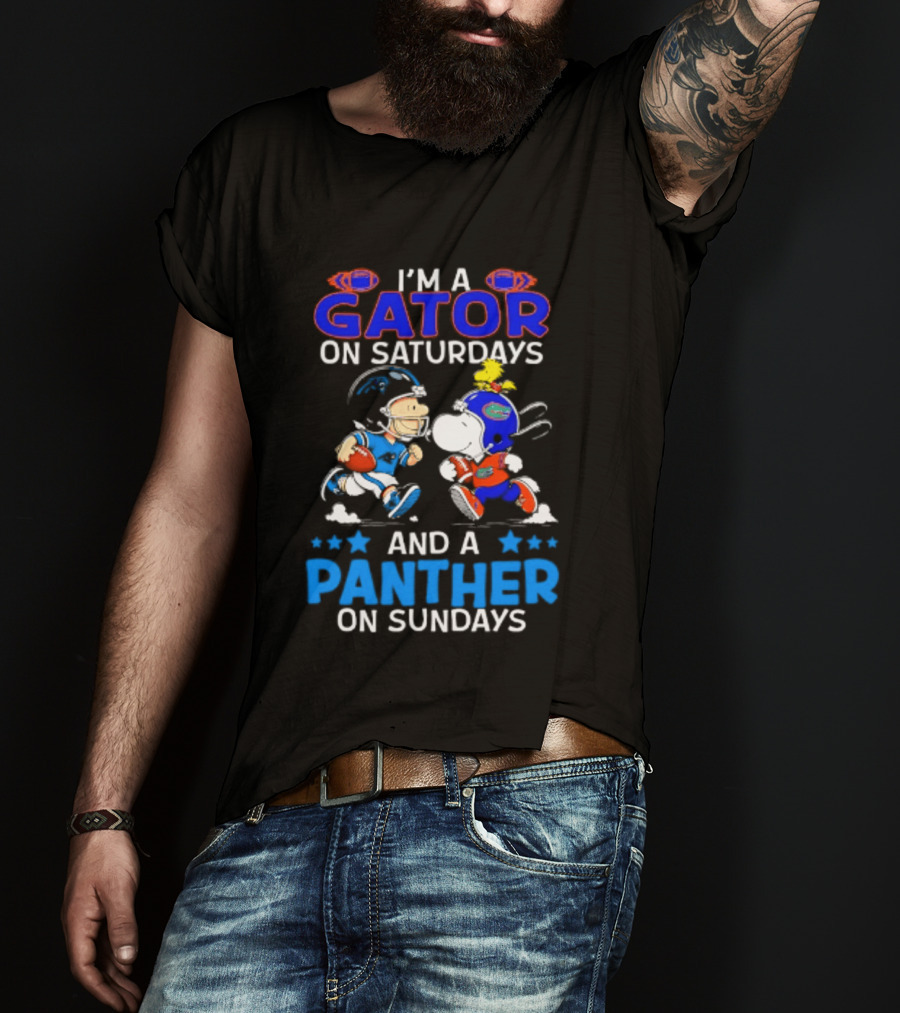 Peanuts I'm A Gator On Saturdays And A Panther On Sundays Football T-Shirt