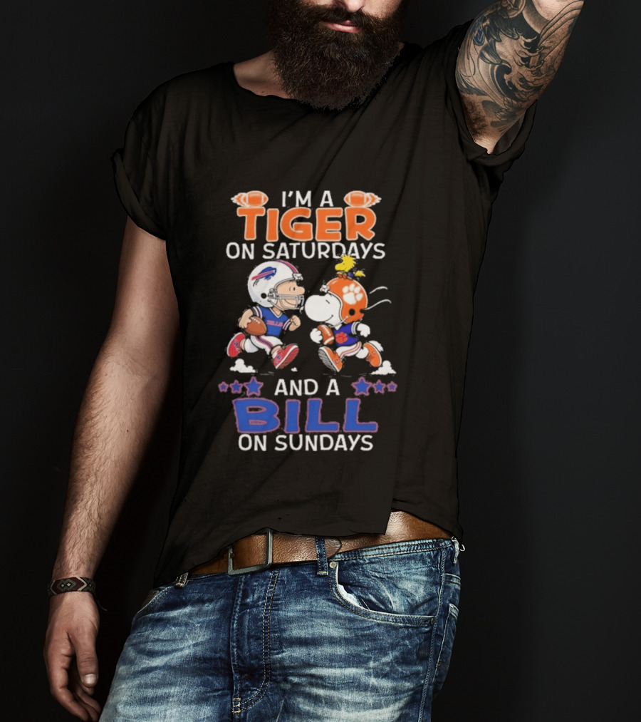 Charlie Brown Snoopy Tiger Saturdays Bill Sundays T-Shirt
