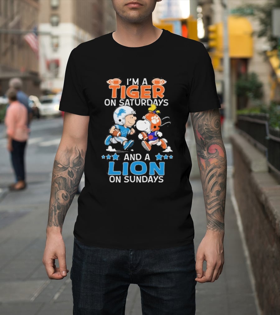 I'm A Tiger On Saturdays And A Lion On Sundays Featuring Snoopy And Charlie Brown Football T-Shirt