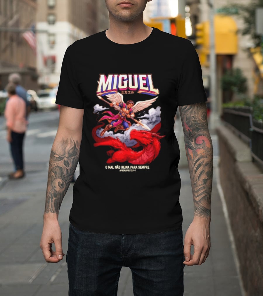 Miguel Angel Vs Dragon Apocalipse 12 7 9 O Mal Nao Reina Para Sempre T-Shirt