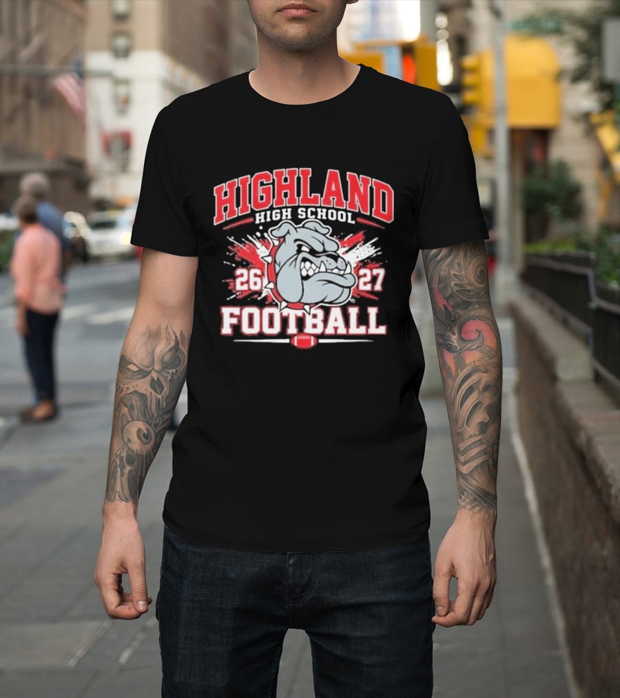 Bulldog Highland High School Football 26 27 T-Shirt