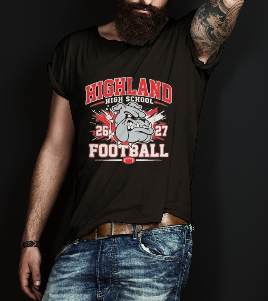 Bulldog Highland High School Football 26 27 T-Shirt