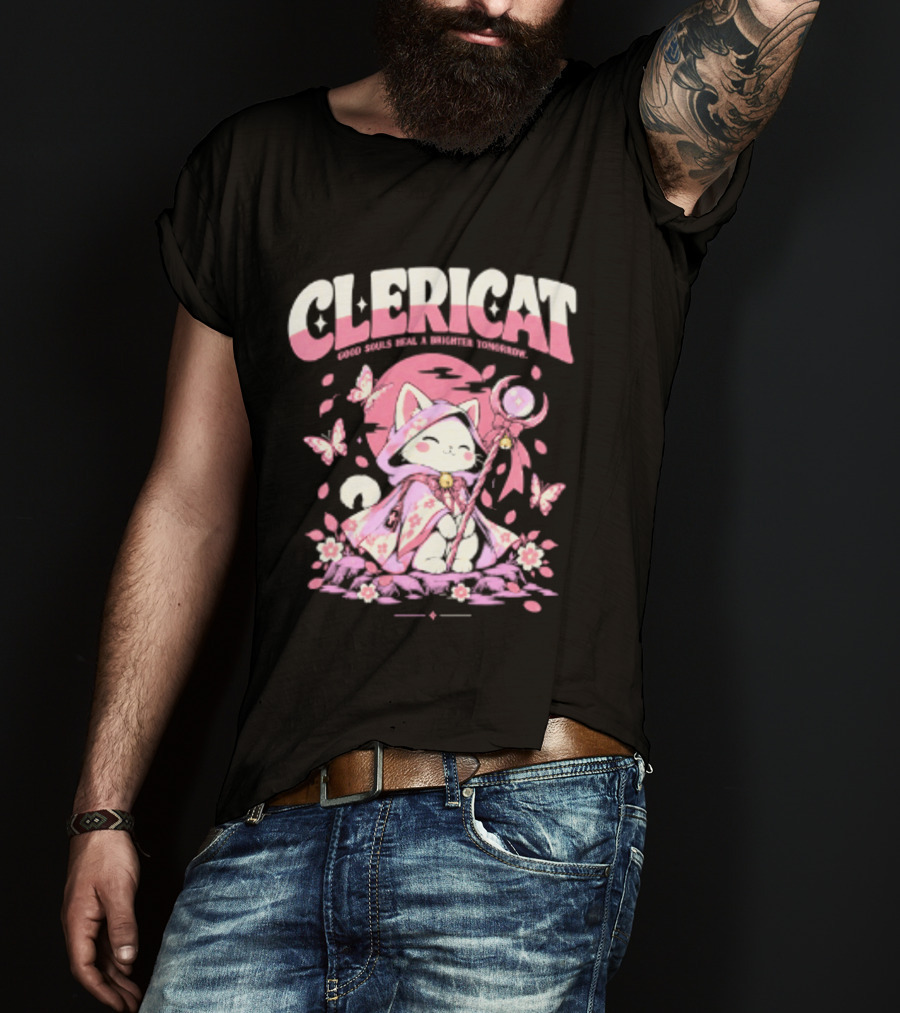 Clericat Good Souls Heal A Brighter Tomorrow Butterfly Blossoms T-Shirt