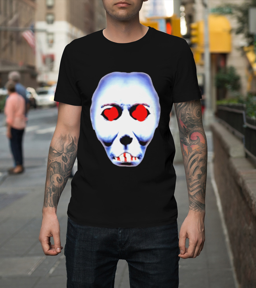 Creepy Alien Face With Red Eyes And Bread Teeth Surrealistic T-Shirt
