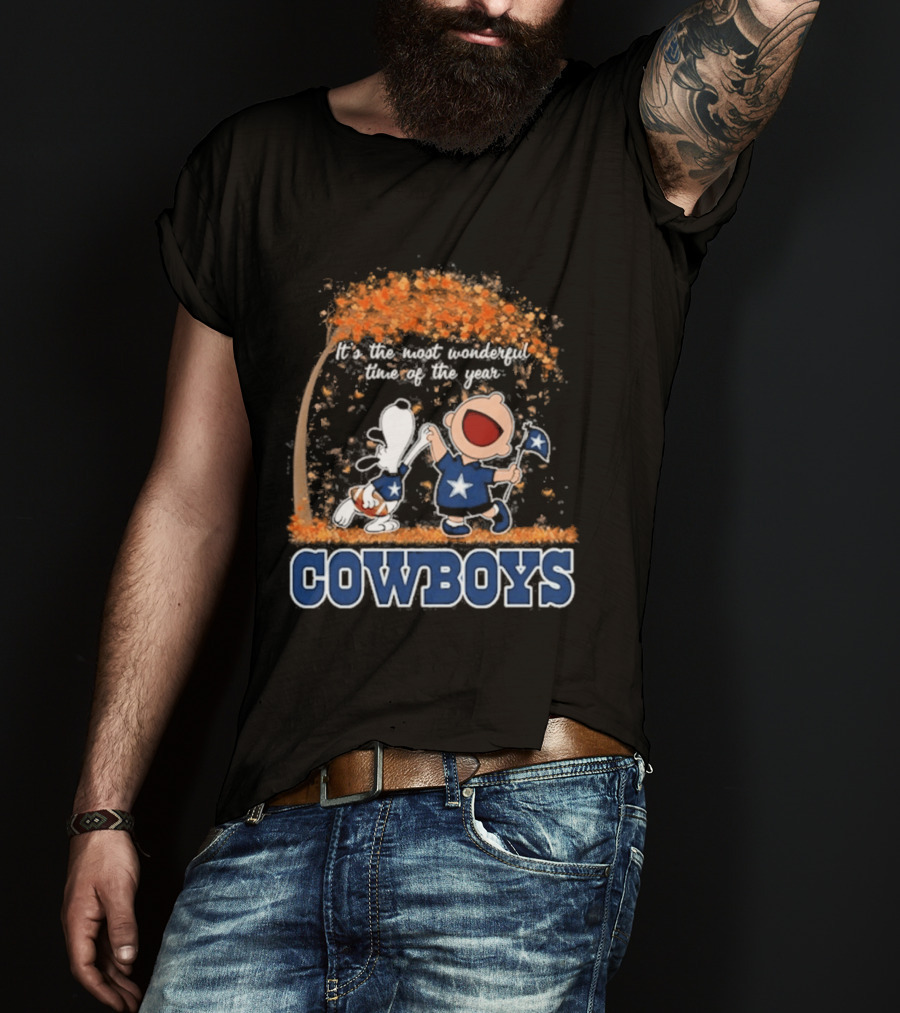 Dallas Cowboys Snoopy Charlie Brown Dancing Most Wonderful Time Of The Year 2026 T-Shirt