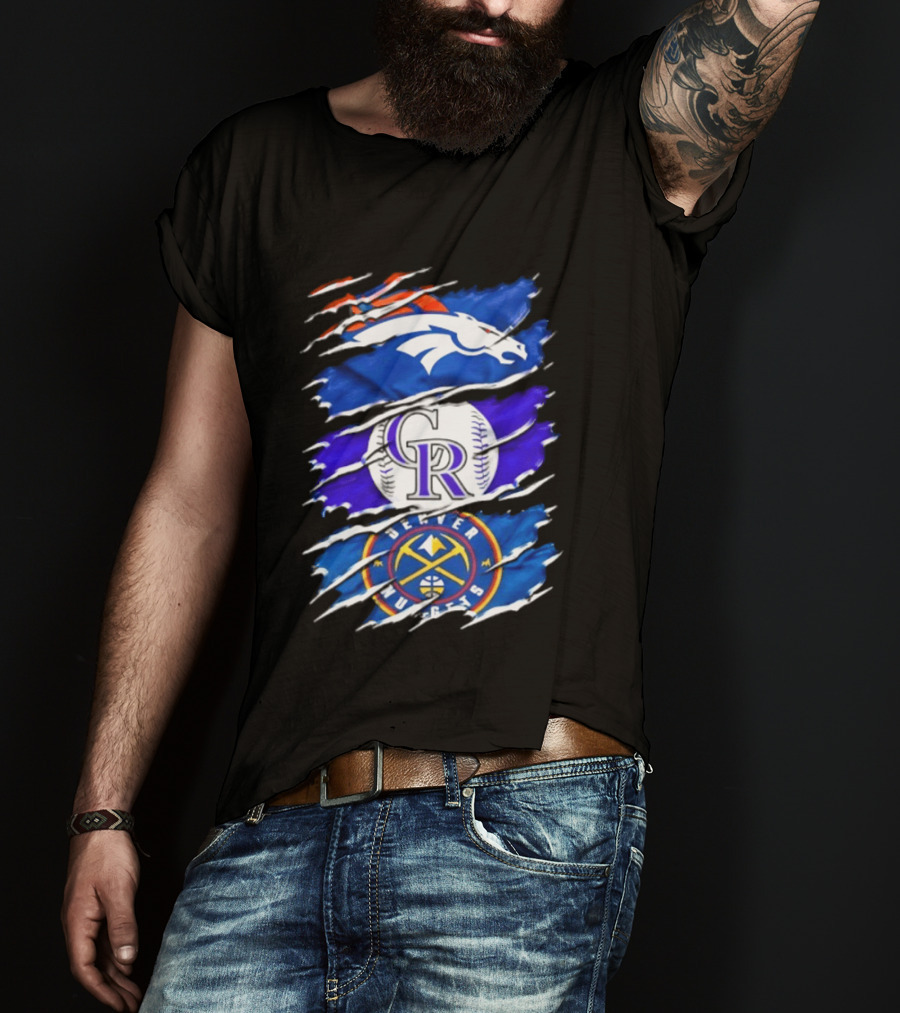 Denver Broncos Colorado Rockies Denver Nuggets Mashup Sports Fan T-Shirt