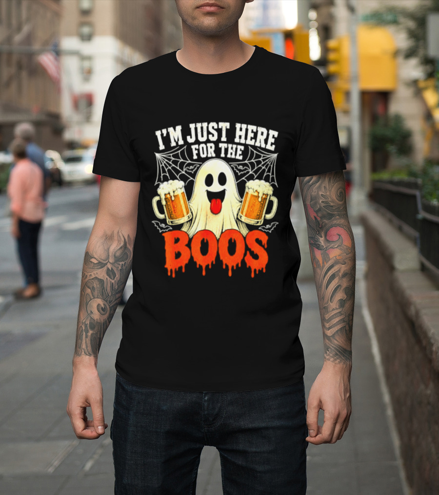 I'm Just Here For The Boos Ghost With Beer S Halloween T-Shirt