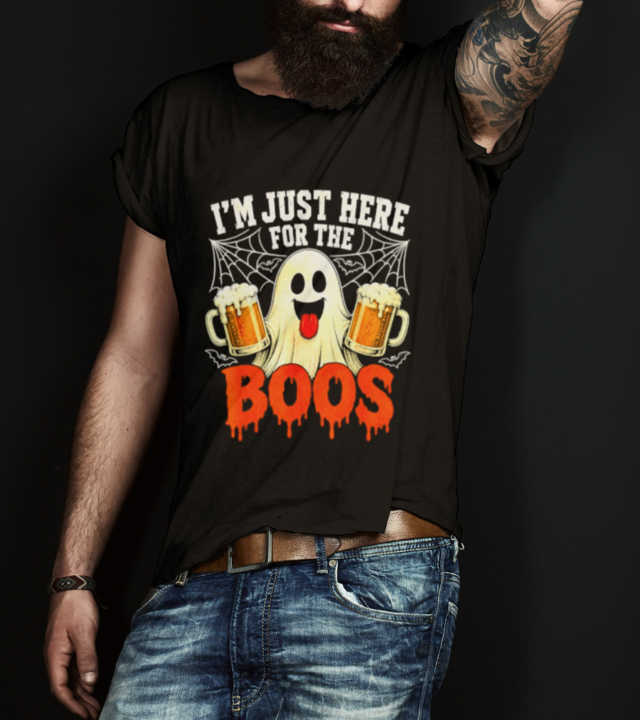 I'm Just Here For The Boos Ghost With Beer S Halloween T-Shirt