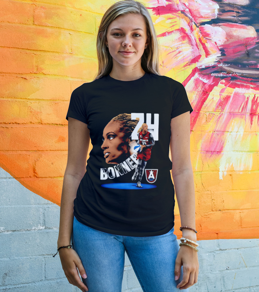 Dewanna Bonner 24 Atlanta Dream WNBA Basketball Player Portrait And Action T-Shirt