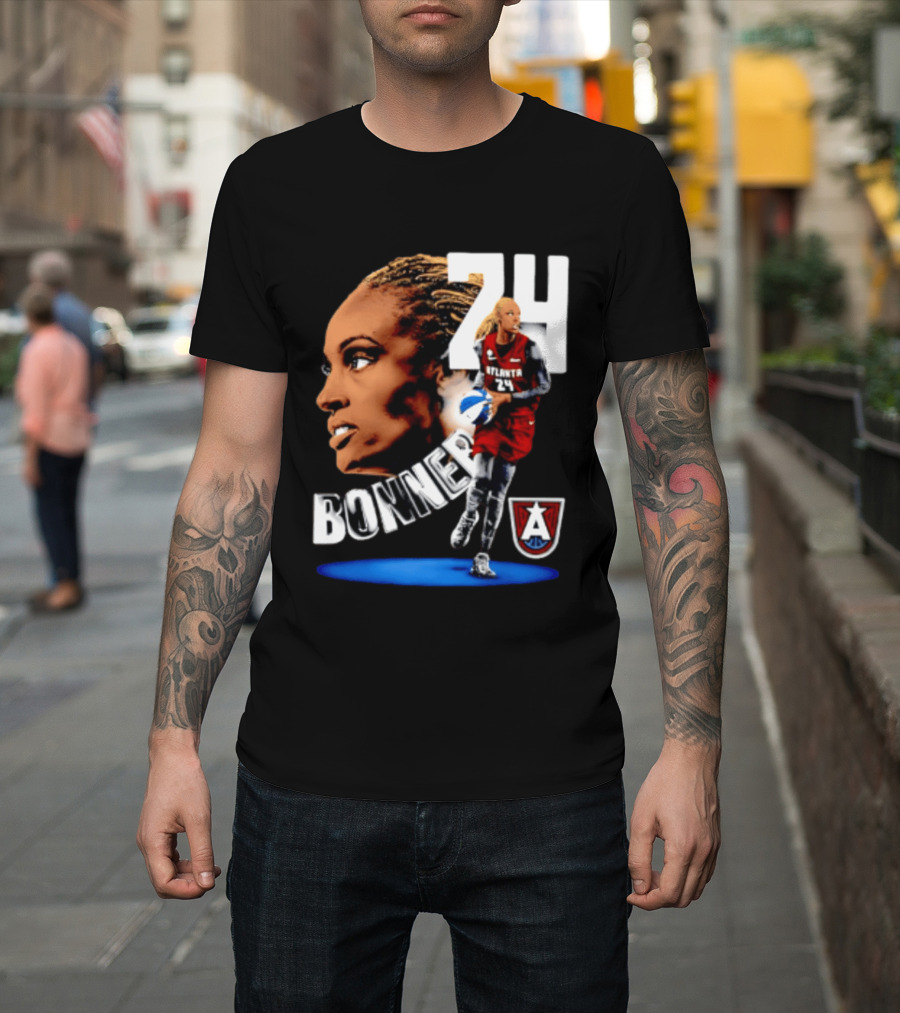 Dewanna Bonner 24 Atlanta Dream WNBA Basketball Player Portrait And Action T-Shirt