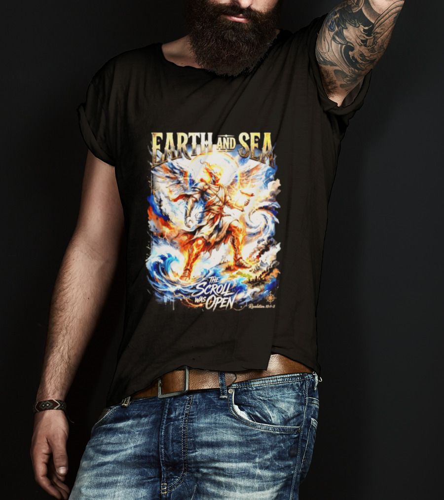 Earth And Sea Angelic Revelation The Scroll Was Open Revelation 10 1 2 T-Shirt