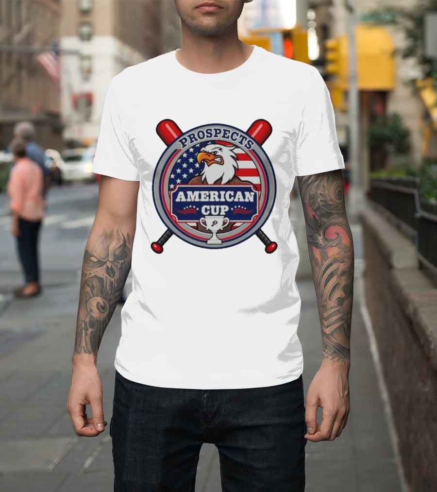 Prospects American Cup Eagle Emblem With USA Flag And Trophy T-Shirt