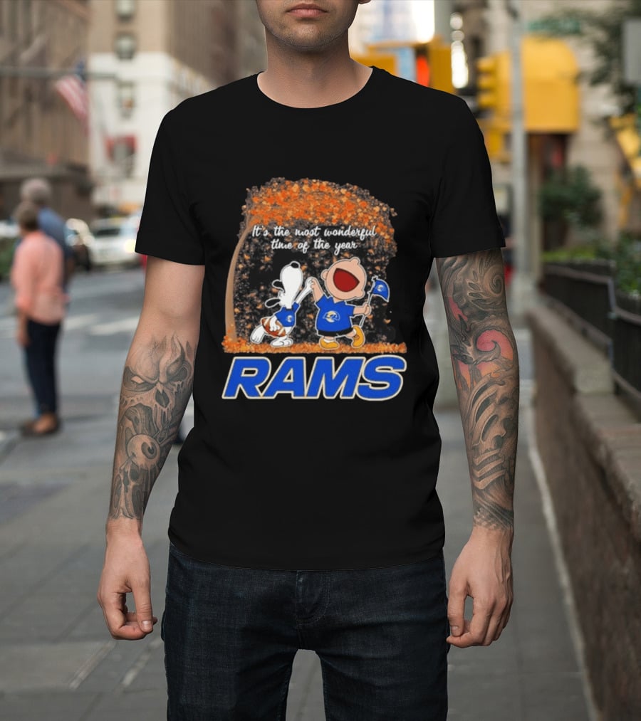 Los Angeles Rams Snoopy Charlie Brown It's The Most Wonderful Time Of The Year 2026 T-Shirt