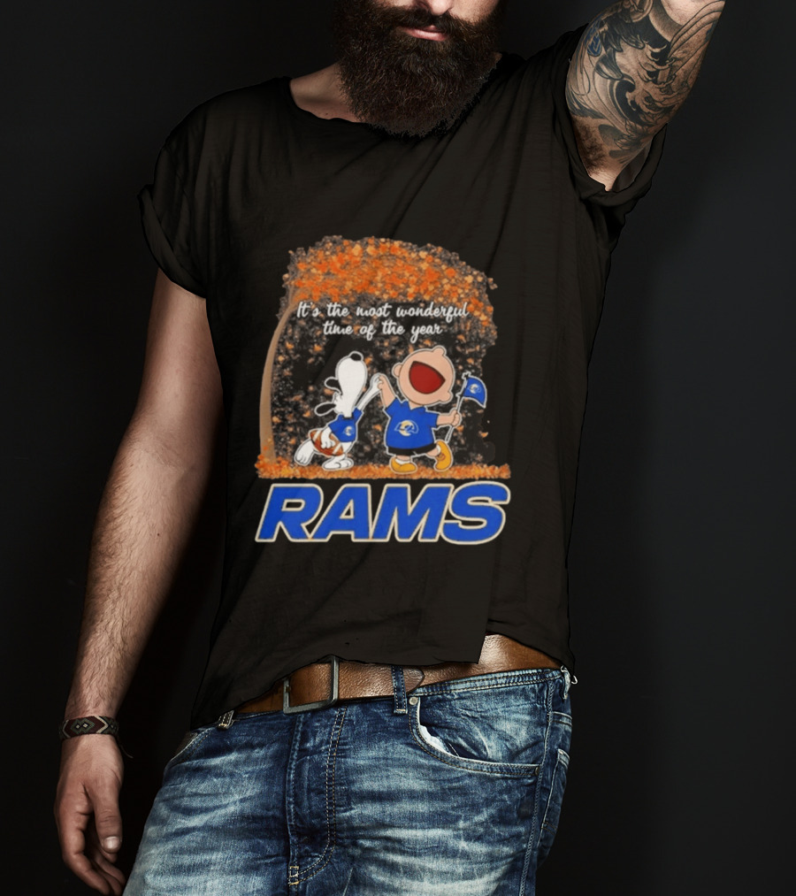Los Angeles Rams Snoopy Charlie Brown It's The Most Wonderful Time Of The Year 2026 T-Shirt