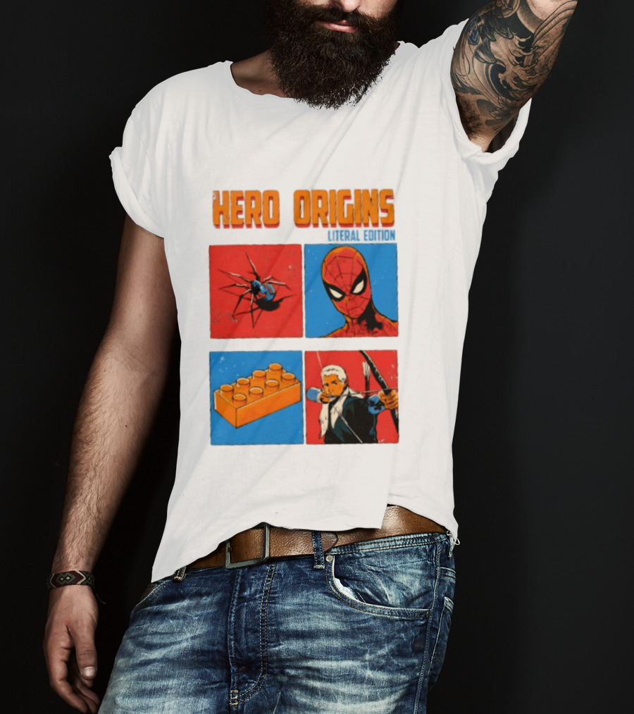 Hero Origins Spider Man Literal Edition Block Archer Spider T-Shirt