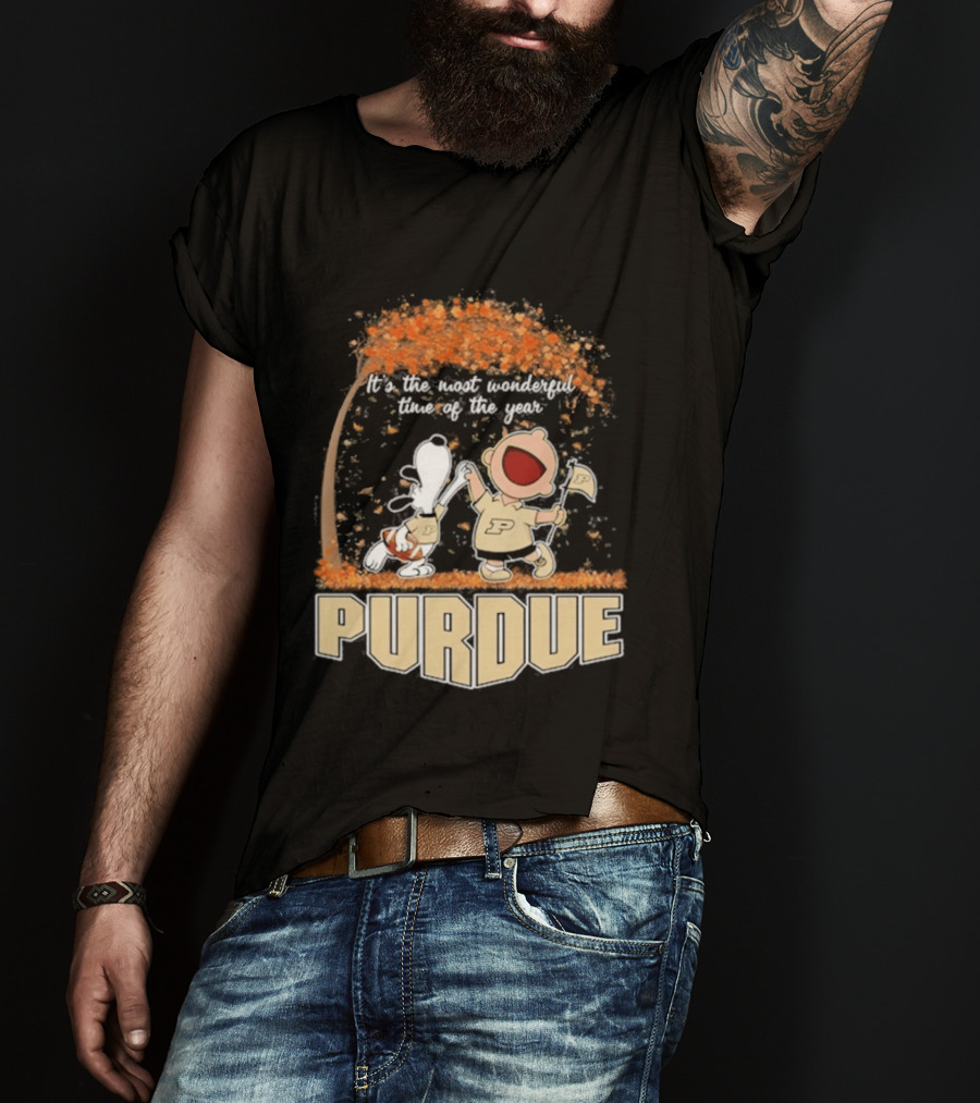 Purdue Boilermakers Snoopy Charlie Brown 2026 Most Wonderful Time Of The Year T-Shirt