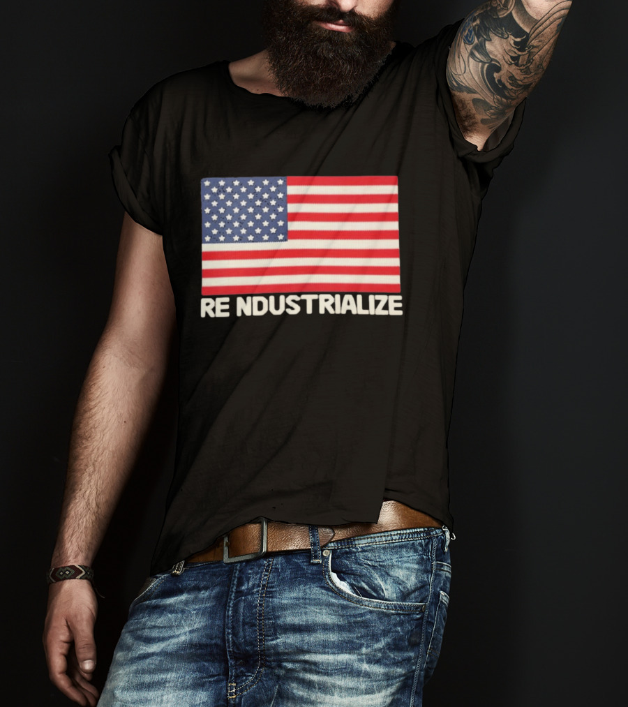Reindustrialize United States Flag Stars And Stripes T-Shirt