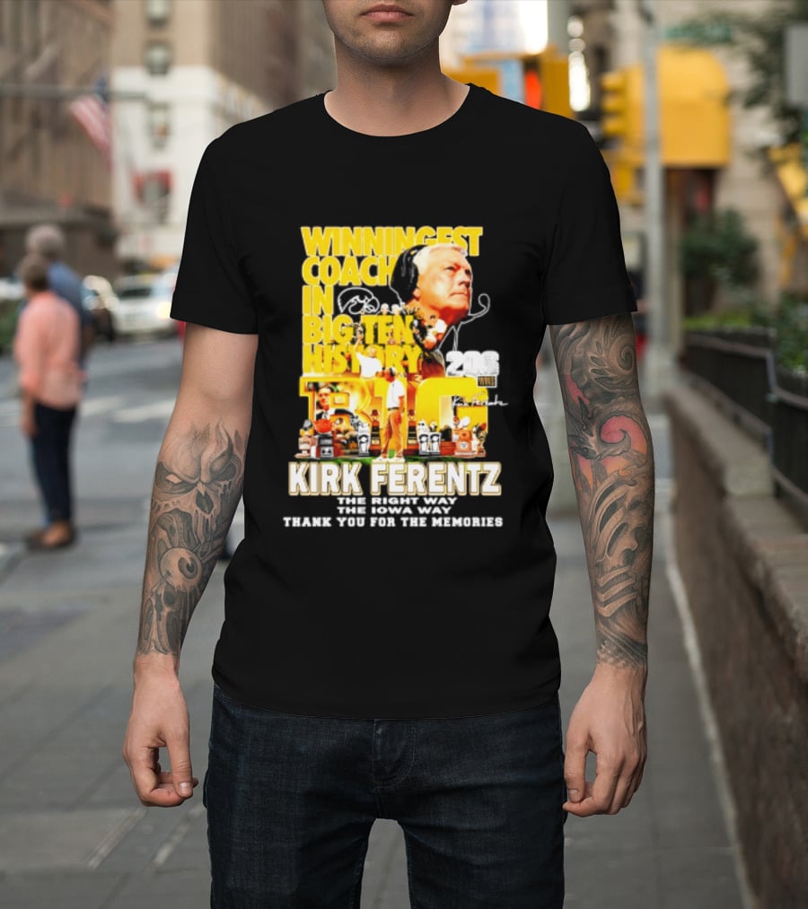 Kirk Ferentz Winningest Coach Big Ten History Iowa Hawkeyes Memories T-Shirt