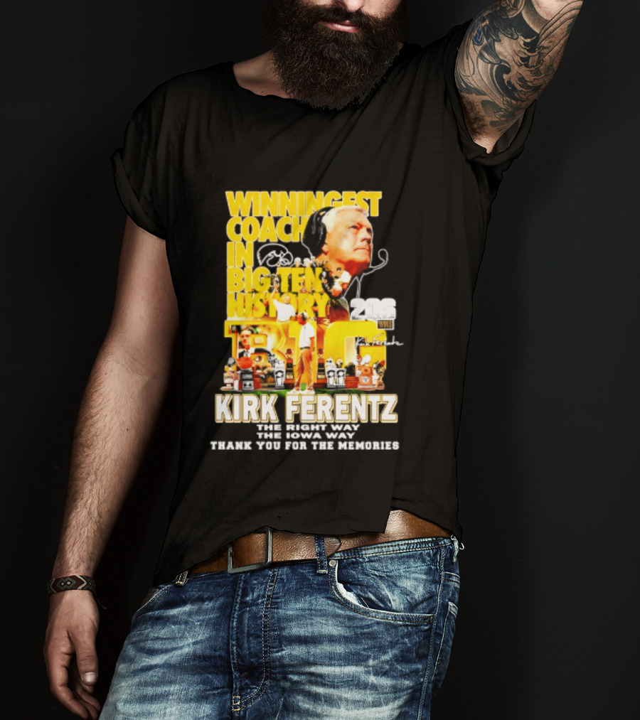 Kirk Ferentz Winningest Coach Big Ten History Iowa Hawkeyes Memories T-Shirt