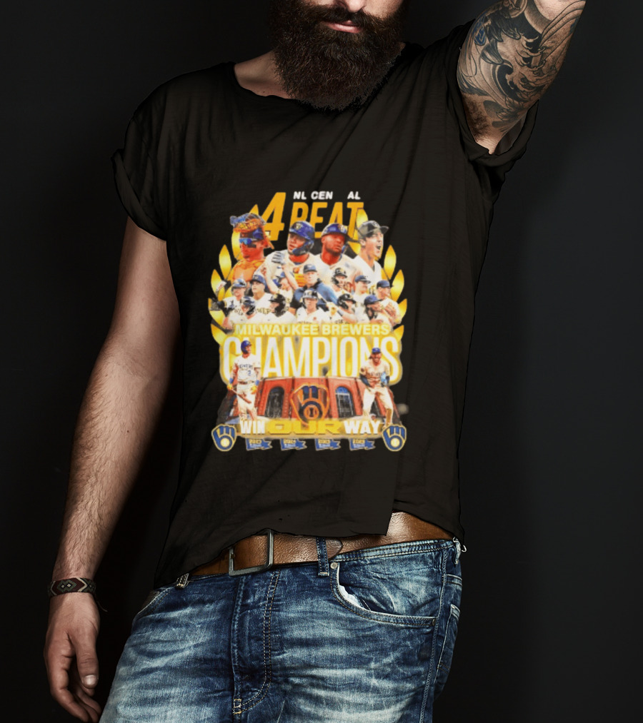 Milwaukee Brewers Champions 4peat NL Central Win Our Way T-Shirt