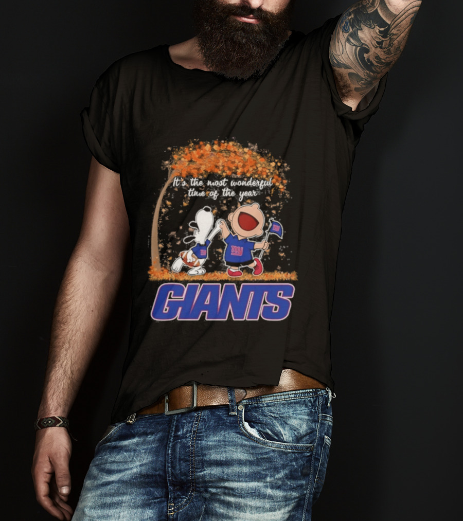 New York Giants Snoopy Charlie Brown 2026 Most Wonderful Time T-Shirt