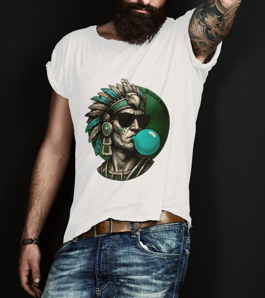 Aztec Warrior With Sunglasses Chewing Bubble Gum Badass Mexicans T-Shirt