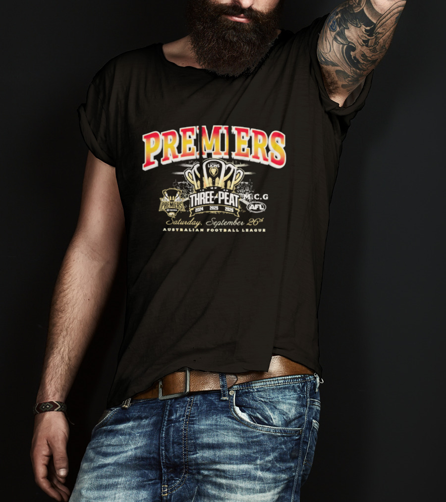 AFL Premiers Three Peat September 26 2026 Cup Winner Celebration T-Shirt