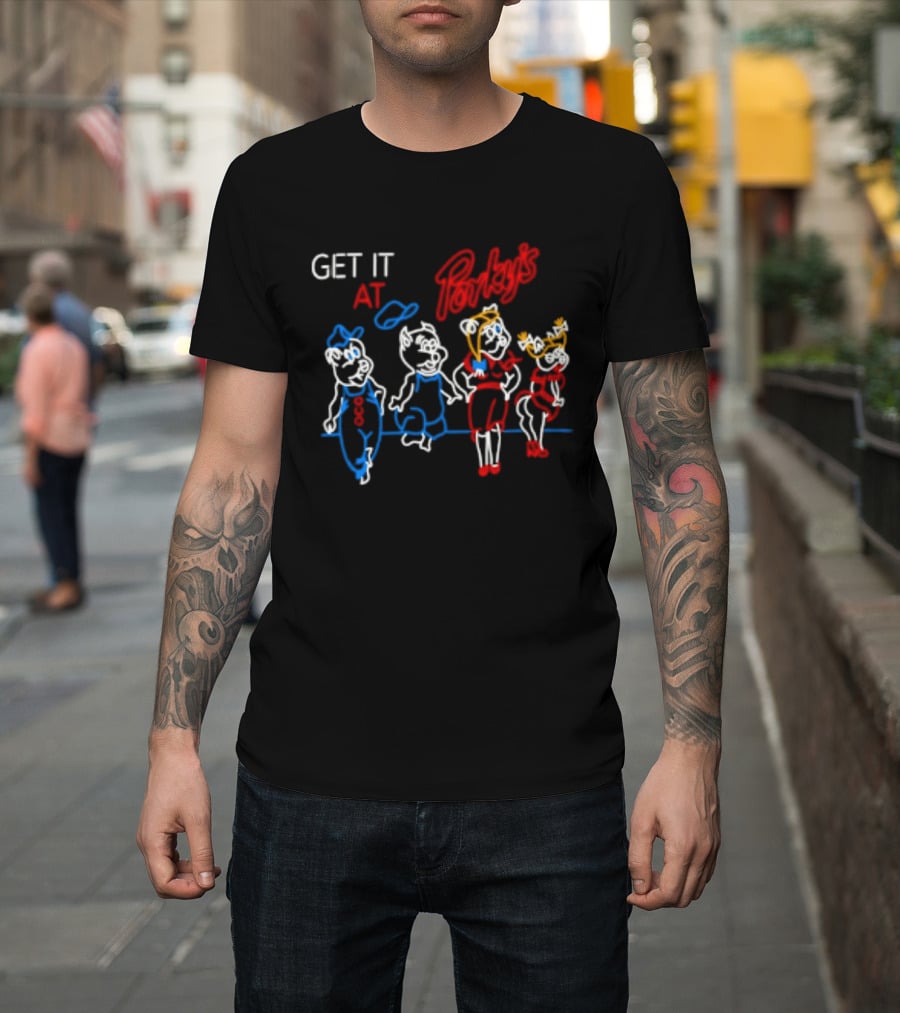 GET IT AT PORKY'S 80s MOVIE NEON SIGN CHARACTERS T-Shirt