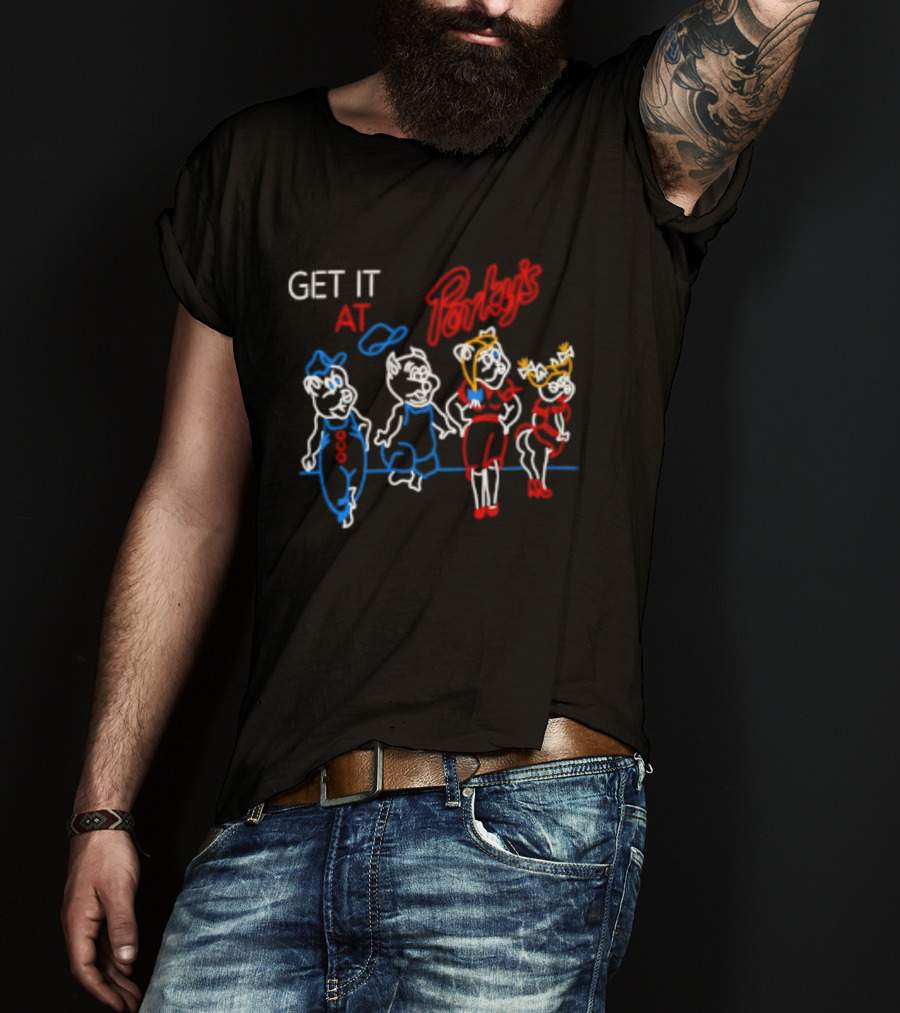 GET IT AT PORKY'S 80s MOVIE NEON SIGN CHARACTERS T-Shirt