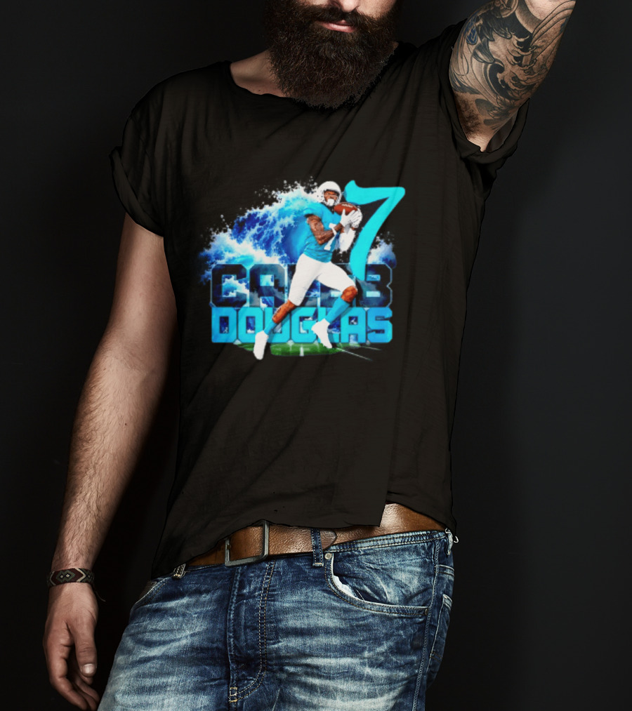 Caleb Douglas Miami Dolphins Tidal Wave Football Player Number 7 T-Shirt