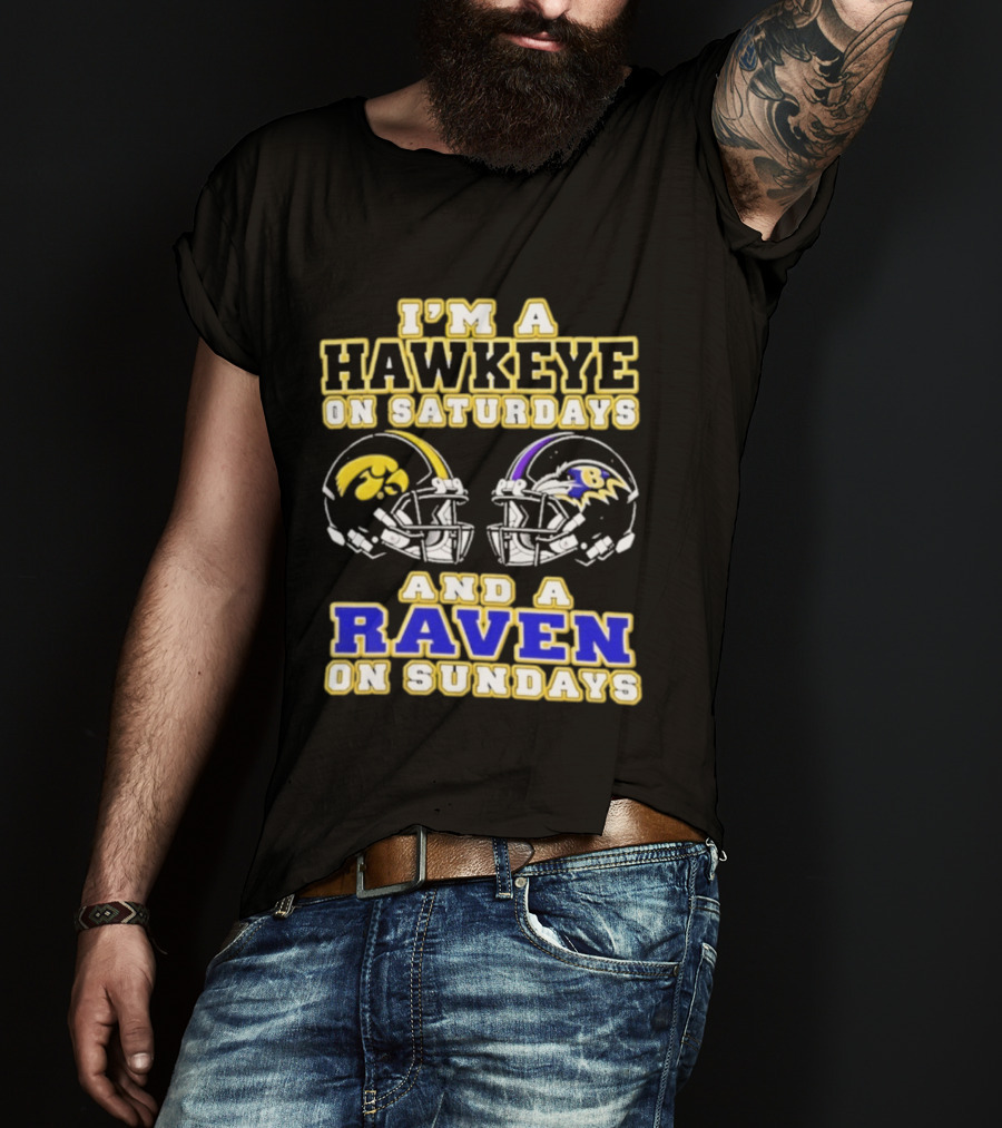 I'm A Hawkeye On Saturdays And A Raven On Sundays 2026 Helmet T-Shirt