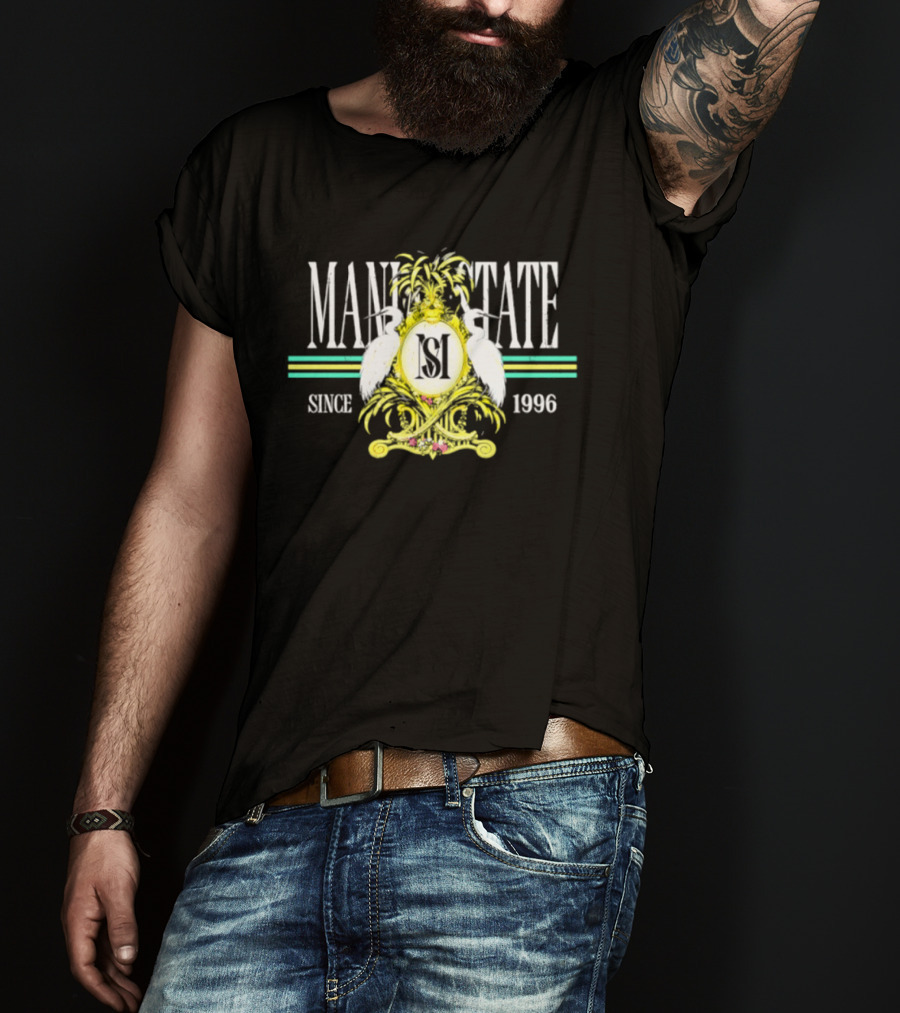 Mania State Since 1996 Egret Palm Tree Regal Crest T-Shirt