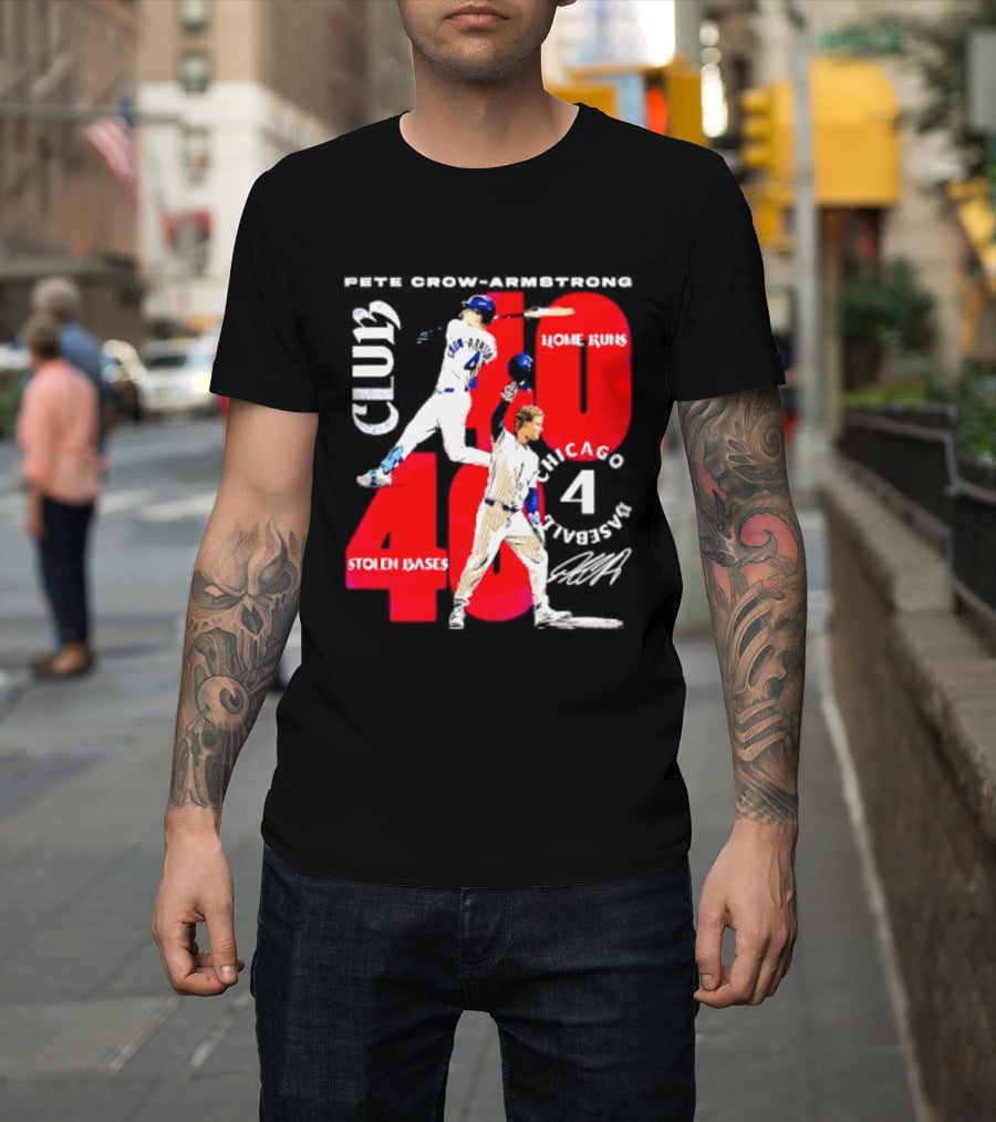 Pete Crow Armstrong Chicago Cubs 40 Home Runs 40 Stolen Bases Club Grunge T-Shirt