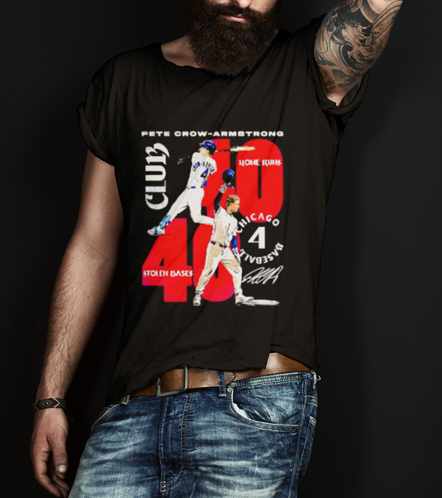 Pete Crow Armstrong Chicago Cubs 40 Home Runs 40 Stolen Bases Club Grunge T-Shirt
