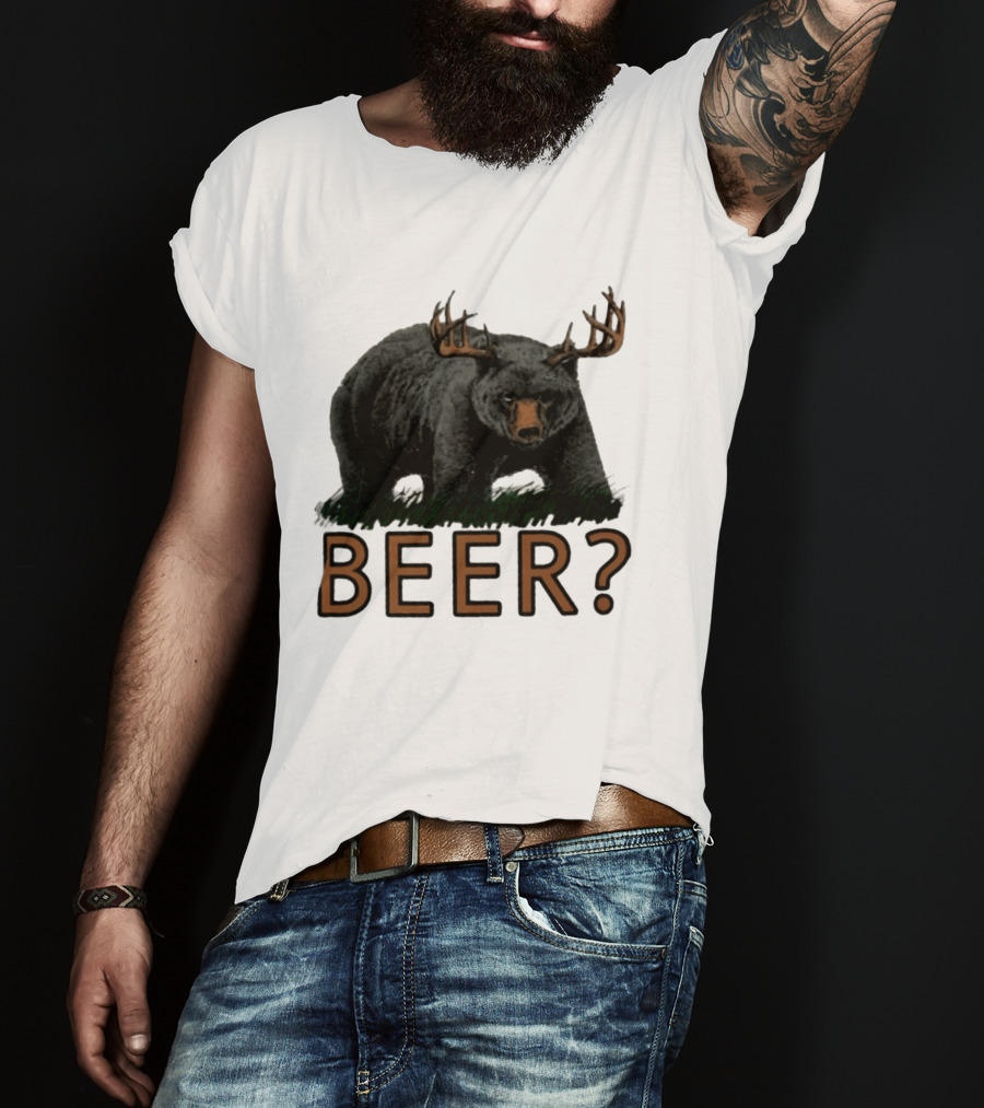 Bear With Antlers Beer T-Shirt