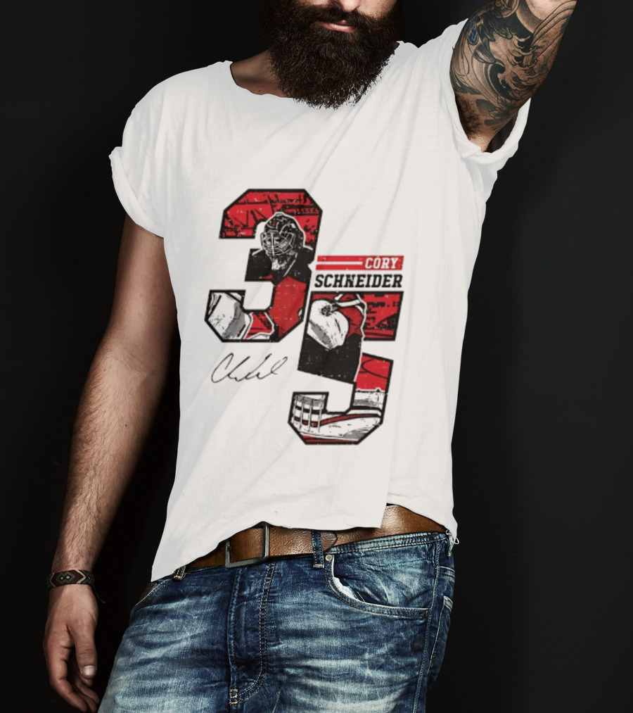 Cory Schneider New Jersey Devils 35 Signature Offset T-Shirt