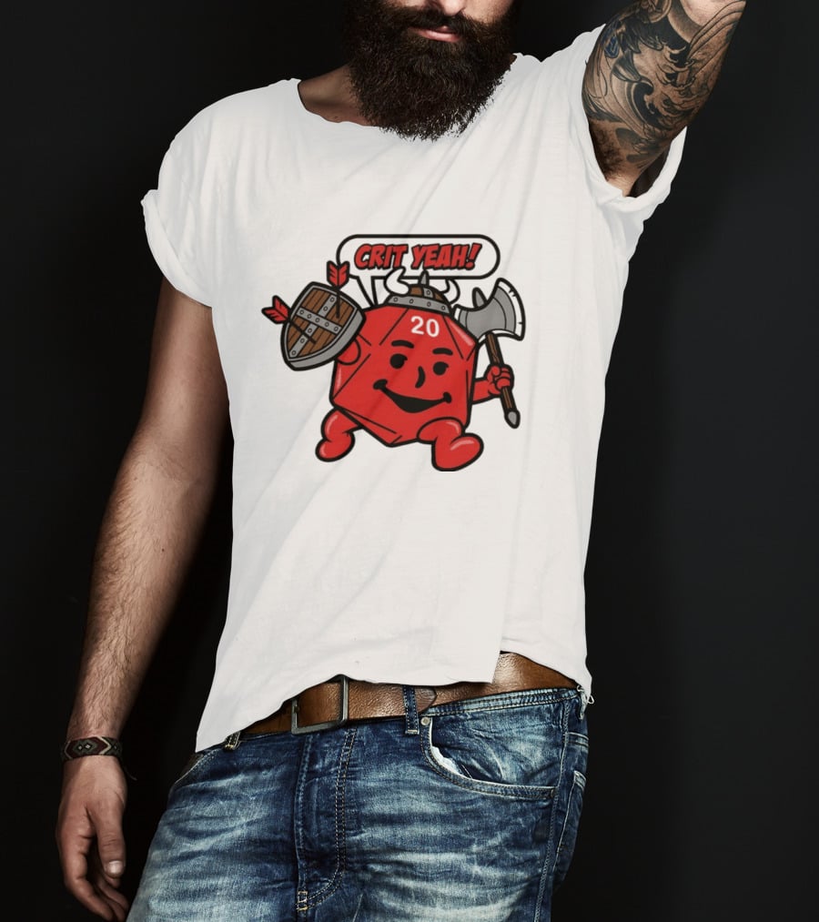 Crit Yeah D20 Viking Dice With Axe And Shield T-Shirt