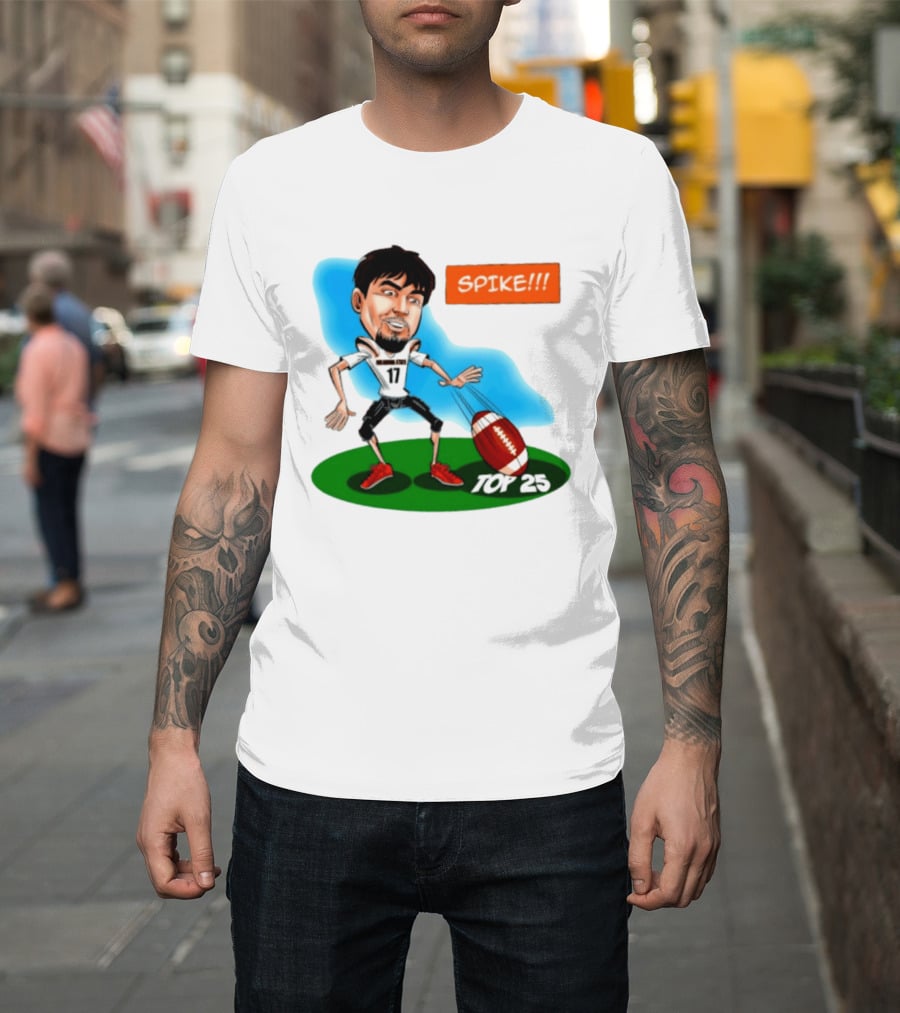 Drew Mestemaker Oklahoma State Football Spike Top 25 Player Caricature T-Shirt