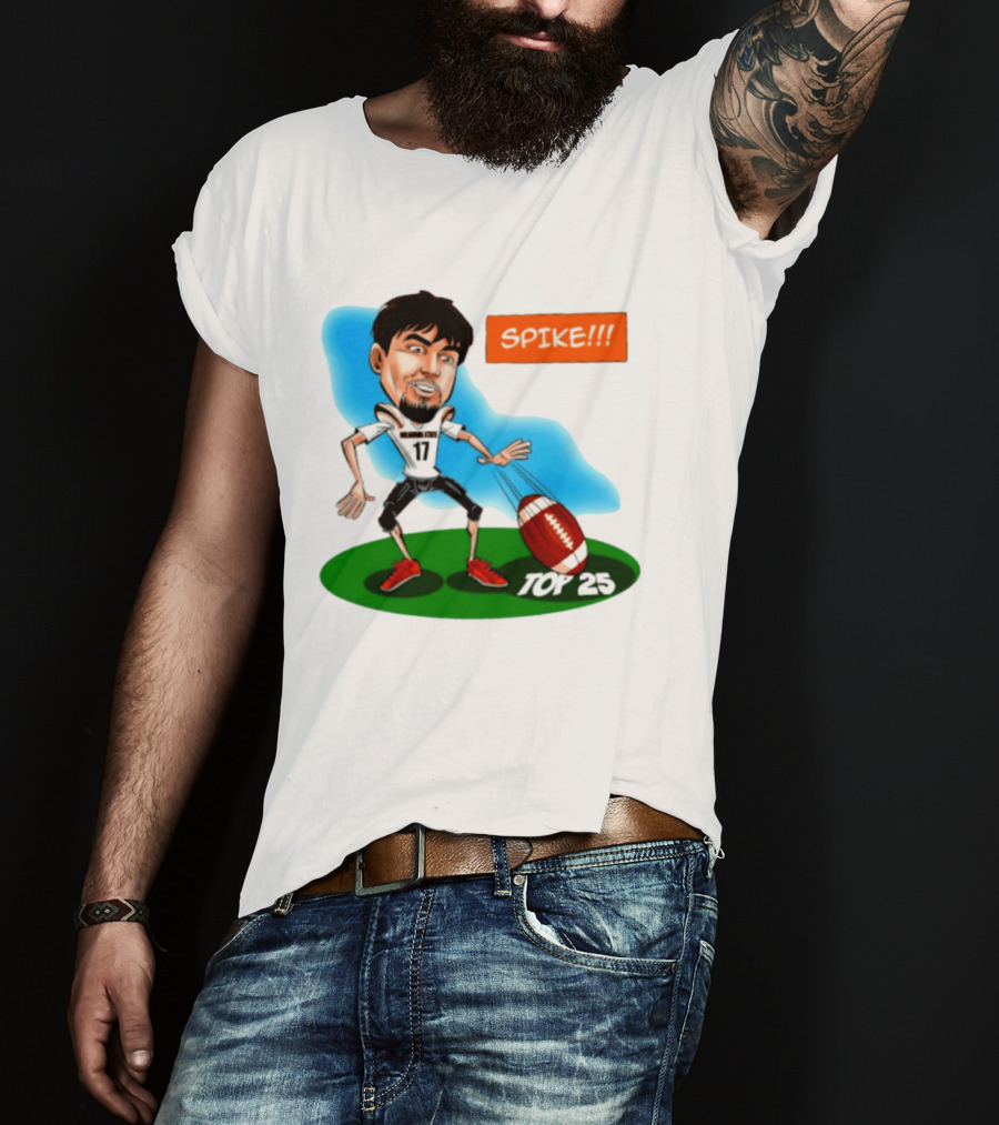 Drew Mestemaker Oklahoma State Football Spike Top 25 Player Caricature T-Shirt