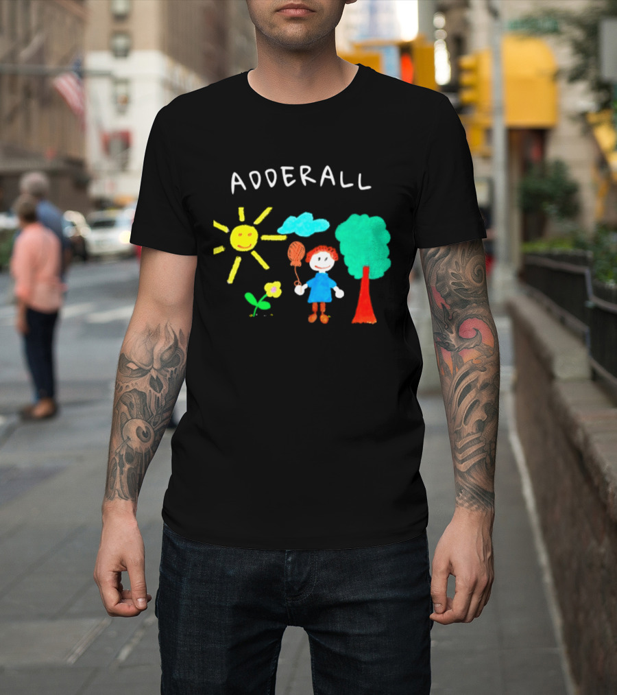 Childhood ADHD Awareness Adderall Child Drawing With Sun And Tree T-Shirt