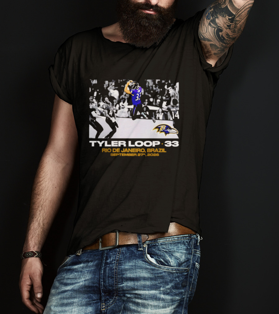 Baltimore Ravens Tyler Loop 33 Rio De Janeiro Brazil September 25 2023 T-Shirt