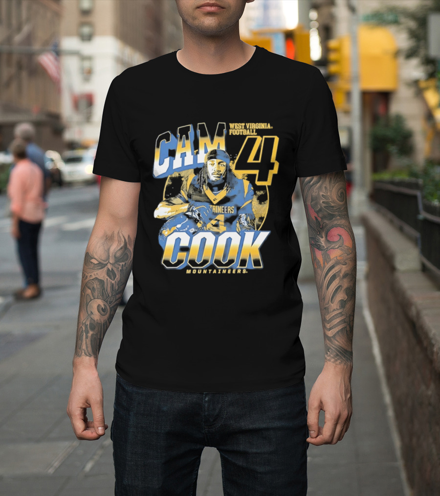 Cam 4 Cook West Virginia Football Mountaineers T-Shirt